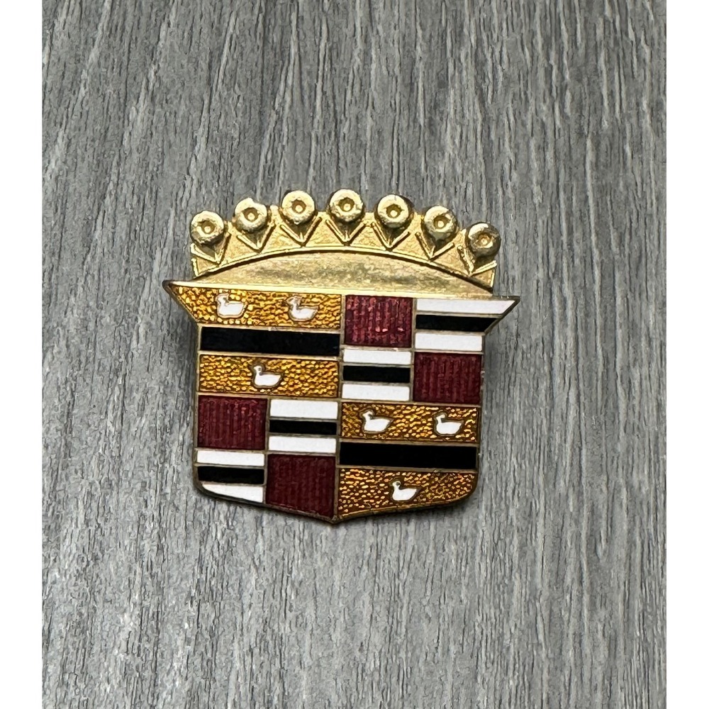 Vintage Cadillac Crest Shield Lapel Pin Hat Badge Merlettes Crown NO‎ BACKING
